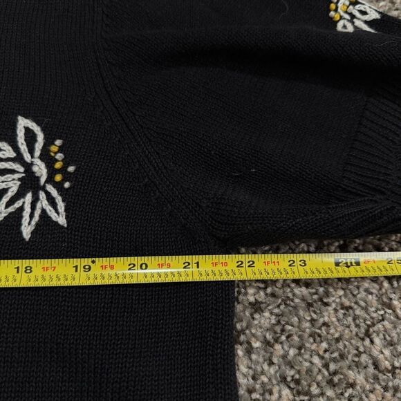 Vintage Alfred Dunner Daisy Black Short Sleeve Cardigan Top Button M - Picture 4 of 5